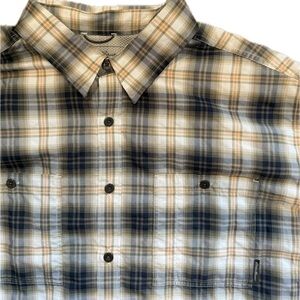Eddie Bauer Men's Casual Plaid Shirt - Navy and Beige